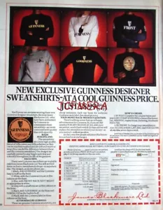 Seltener Original 1981 Guinness Merchandise Werbedruck (Sweatshirts) Vintage - Bild 1 von 1