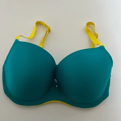 Passionata By Chantelle 性感光滑 T 恤文胸蓝绿色女式 32DDD 蓝绿色 8450 二手状况完好 — 第 1/4 张图片