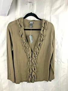 Neu mit Etikett! Additions By Chico's Damenpullover Größe 2 Valencia Rüschen braun  - Bild 1 von 5