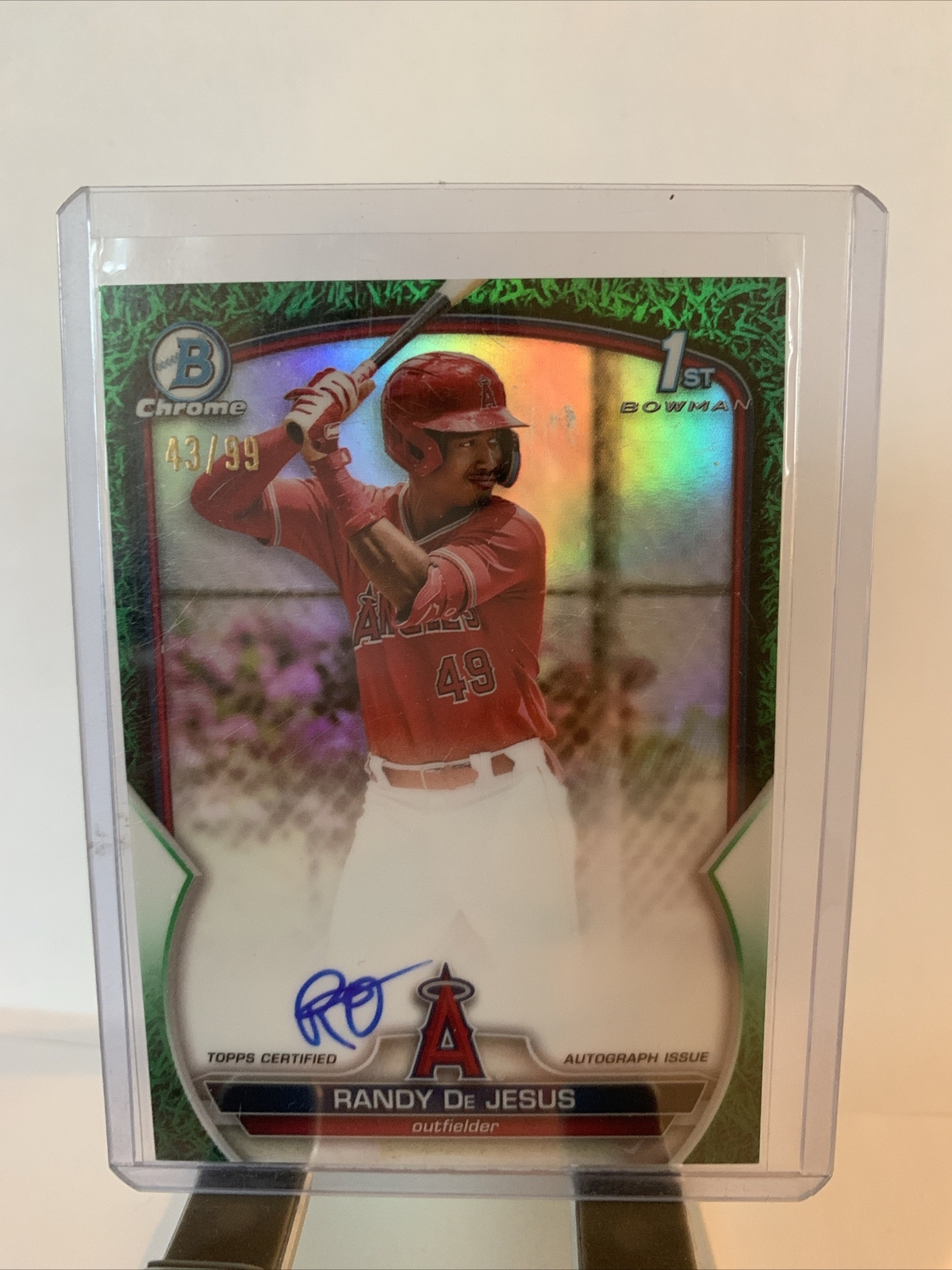 2023 Bowman Chrome Randy De Jesus 1st Green Grass /99 Auto Angels #CPA-RD