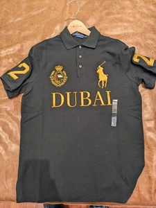 Neu mit Etikett Polo Ralph Lauren Big Pony "DUBAI" Poloshirt in Schwarz und Gold - Bild 1 von 4