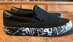 Women’s Youth Size 5.5 LUGZ Clipper Splash Black & White Slip On Canvas Shoes - Picture 1 of 6