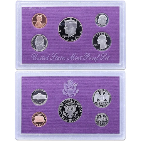 1988  U.S.  Proof Set 5 Coins  In U.S. Mint Holder W/ COA,S Series,Mixed Metals Cover