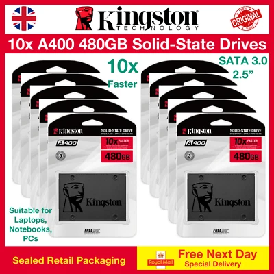10x Kingston A400 480GB SATA lll SSD 2.5", FREE NEXT DAY DELIVERY - Image 1 of 3