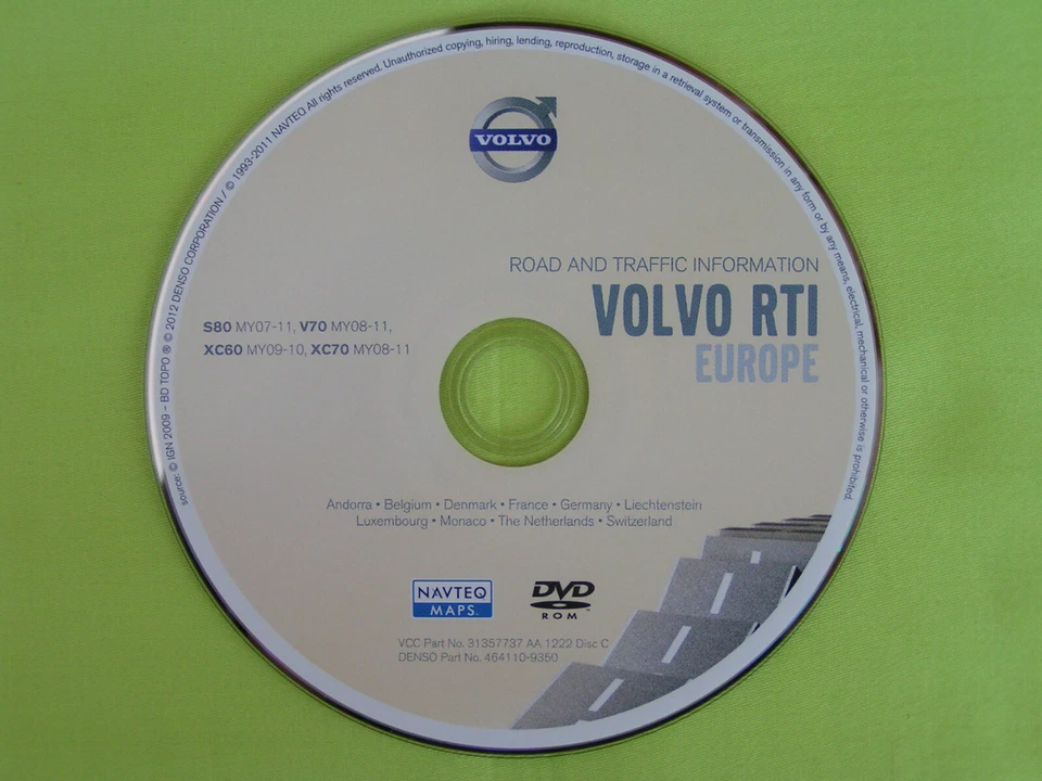 VOLVO RTI DVD NAVIGATION DEUTSCHLAND + EU BENELUX SCHWEIZ 2012 S80 V70 XC60 XC70 - Bild 1 von 1