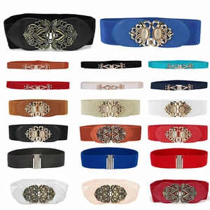 AU Women Elastic Waist Cinch Wide/Thin Belt Clasp StretchDress Buckle Waistbandח - Picture 1 of 27