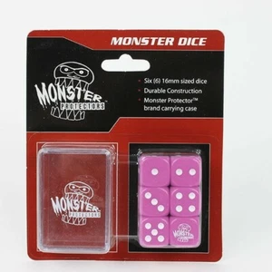 Pack of 6 Monster Protectors Pink 16mm Six Sided Gaming Dice with Carrying Box - Picture 1 of 1