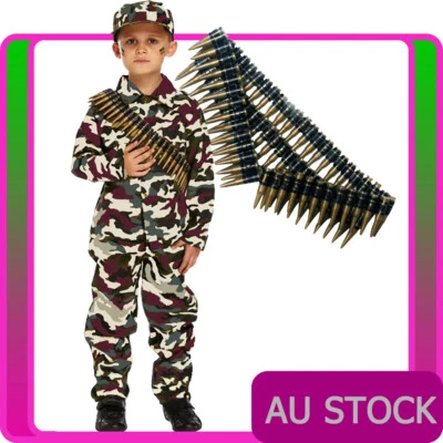 Niños Ejército Militar Disfraz Niños Camuflaje Soldado Uniforme Libro Semana Halloween Foto 1 de 4