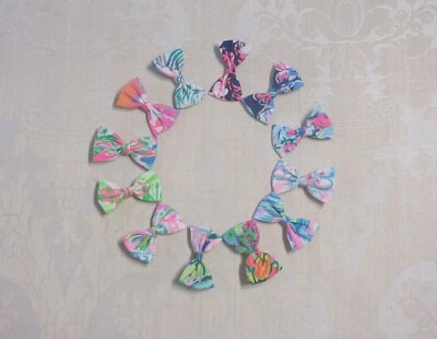 Handmade Preppy Multicolor Little Lilly Pulitzer Fabric Clip Bow Lot 12pc #2 - Image 1 of 4