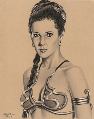 Princess Leia 8x10 Original Graphite Pencil Drawing NO RESERVE Star Wars - Image 1 of 4