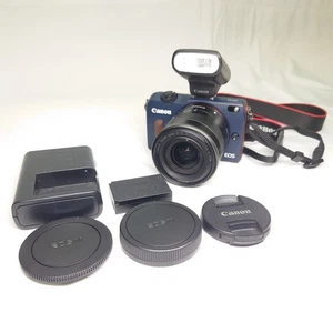 [N.MINT] Canon Mirrorless camera EOS M2 Lens Kit Bay Blue Lens kit From JPN - Picture 1 of 24