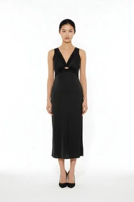 On The Style Lace Trim Satin Midi Dress Size 12 - Image 1 of 2