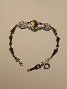 Vintage Egyptian Revival 1920er Emaille Armband 7,5" gemarkt 300 - Bild 1 von 16
