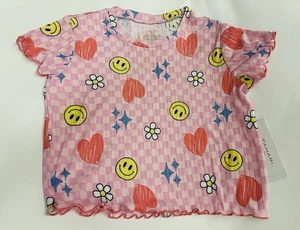 New Tahari Girl Top size 10/12 Pink Hearts Smiley Faces - Picture 1 of 6