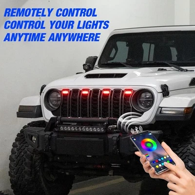 Luces de rejilla LED MAIKER RGB para Jeep Wrangler 2024-2025 JL JLU JT APP Control Foto 1 de 4