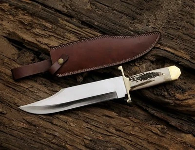 Handmade Carbon Steel Hunting Bowie Knife , Full Tang Functional Knife W/ Sheath - Image 1 of 4