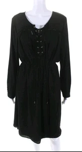 Vince Camuto Midikleid Schnürung Ösen Nieten Etuikleid schwarz Größe 12 - Bild 1 von 3