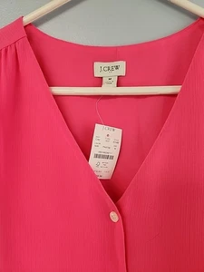 J. Crew Damen Hot Pink Blumen Rüschen Puffärmel Knopfleiste Bluse - Bild 1 von 6