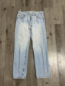 Vintage Levis 501 Jeans Mens 34x30 Light Wash Denim Straight Leg USA Made 90s - Afbeelding 1 van 12