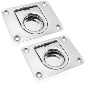 Rectangular Recessed Hatch, Boat Spring Loaded Pull Ring 3 x 2 1/4", 2 Pack - Picture 1 of 6