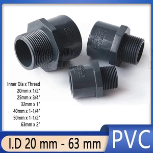 Adaptador roscado PVC macho enchufe conector recto montaje de tubería gris 20 - 63 mm - Imagen 1 de 15