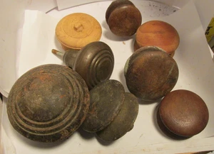 8-antique wood cabinet ,dresser knobs 2" wide &  up used - Picture 1 of 2