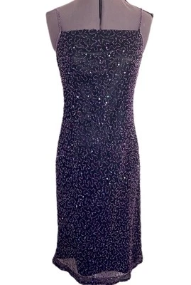 Vestido Midi De Colección Y2K Cuentas Hada Talla S Correas Cruzadas Brillante Baile de graduación Formal Foto 1 de 4