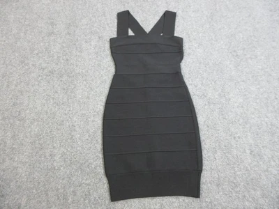 Herve Leger Dress Womens XXS Black Bandage Bodycon Cross Back HLT8252084-001 - Image 1 of 4