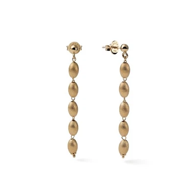 UNOAERRE Orecchini donna a perno Boule ovali pendenti in argento dorato - Immagine 1 di 4