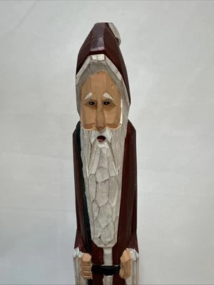"De colección de 12"" de alto madera tallada a mano delgada SANTA St Nick ** Foto 1 de 4