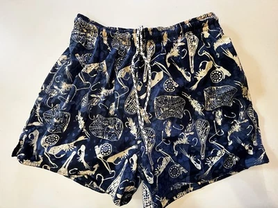 Newport Blue Mens Swim Trunks Large Blue Tropical Mesh Lined Inside Pocket - Image 1 of 4