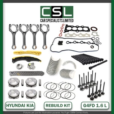 HYUNDAI KIA SPORTAGE 1.6 GDI G4FD PISTON WITH CONROD SET ENGNE GASKETS REBUILD - Image 1 of 4