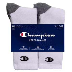 Confezione da 8 paia calzini da uomo Champion bianchi Regno Unito taglia 8-12 - Foto 1 di 3