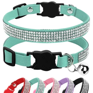 Rhinestone Kitty Cat Collar Safety Breakaway Quick Release Adjustable with Bell - Picture 1 of 22