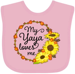 Inktastic My Yaya Loves Me With Sunflower Wreath Baby Bib Flowers Sunflowers - Picture 1 of 10