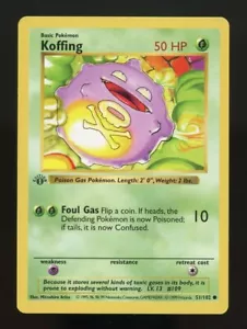 Pokemon Base Set KOFFING 51/102 1st Edition Shadowless - Picture 1 of 2