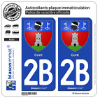 2 Stickers Autocollant Plaque Immatriculation : 2B Corti - Armoiries