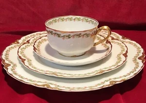 4 Piece Haviland China Set, Dinner Plate, Bread Plate, Saucer, And Cup (L6-6) - Picture 1 of 15