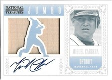 2012 National Treasures MIGUEL CABRERA Auto Jumbo Die-Cut Bat Relic /10