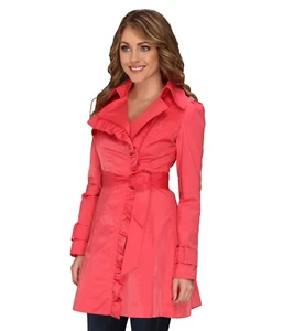 Jessica Simpson Pink Ruffle Rain Trench Coat, L/G (Large) - Picture 1 of 8