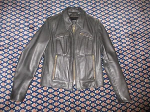 SCHWARZE LEDERJACKE MIT KRAGEN MOTORRAD CAFE DAMEN GRÖSSE 14 HERGESTELLT IN USA - Bild 1 von 4