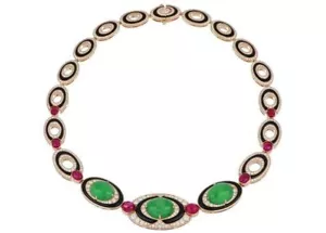 Lab Created Ruby Collar Necklace 925 Fine Silver Handmade High End Women Jewelry - Picture 1 of 6