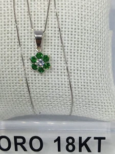 Collana oro bianco 750 18 carati grammi 2,3 lunga cm. 44,5 con pendente +2350 - Foto 1 di 9