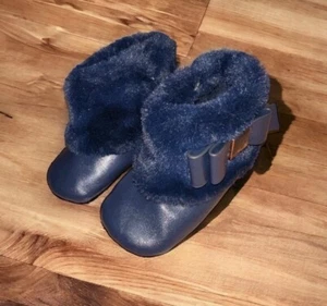 Ted Baker Baby Boots Navy Fur 3-6 months - Picture 1 of 4