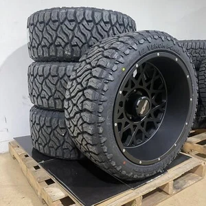 22x12 Vision Rocker Black Wheels Rims 33" AT Tires Package 8x170 Ford F250 F350 - Picture 1 of 7