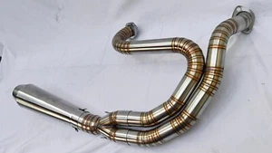Custom 2-Into-1 Exhaust Pipes Harley Dyna FXD Street Bob Fat Bob Sturgis 1991–17 - Bild 1 von 7