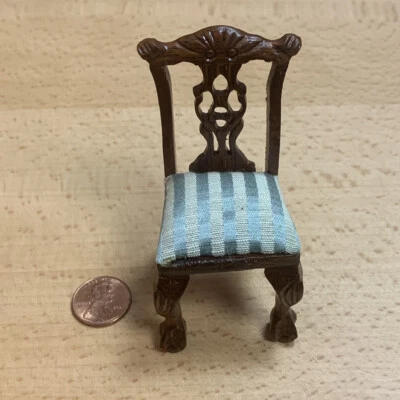 Vintage Artisan Dollhouse Miniature Claw Foot Chair Carved Wood Victorian *READ* - Image 1 of 4