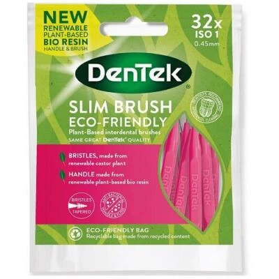 Dentek Eco ISO 1 Slim 0.45mm Interdental Brushes - Pack Of 32