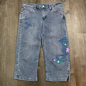 Bobby Jack Girls Capri Jeans Light Wash Denim Cropped Graphic Size 10 1/2 - Picture 1 of 4