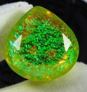 CERTIFIED 62.60 Ct Natural Monarch Fire Opal Doublet Pear Cut Loose Gemstone - Picture 1 of 12